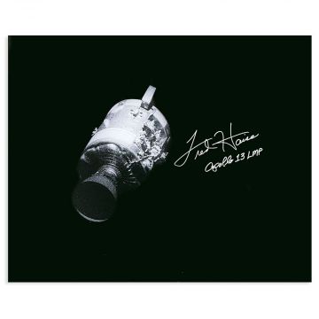 Fred Haise Signed 20x16 Apollo 13 Damaged CSM Photo
