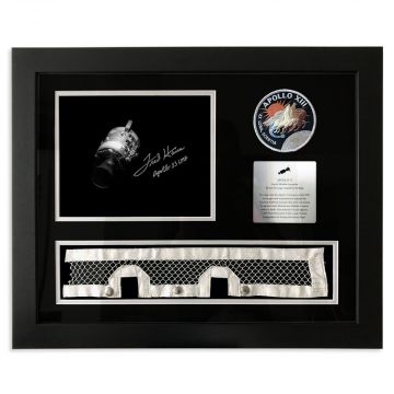 Apollo 13 LM Flown 17x3 Netting & Haise Signed Photo