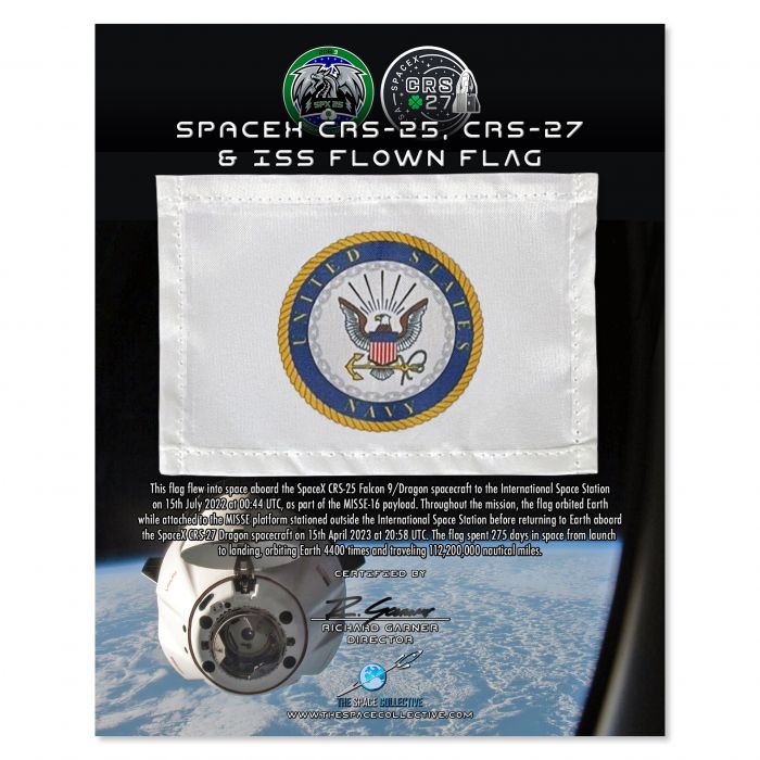 SpaceX & ISS Flown Navy Flag main product photo