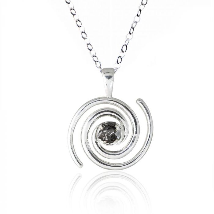 Spiral Galaxy Meteorite Pendant in Sterling Silver main product photo