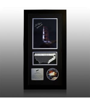 Apollo 13 LM Flown 7 inch Netting & Signed Photo
