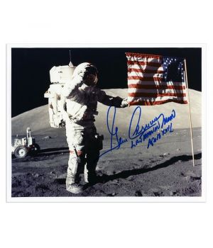 Gene Cernan Signed Apollo 17 Salute Photo