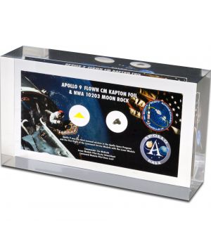 Apollo 9 Flown Kapton Foil & Moon Rock Lucite