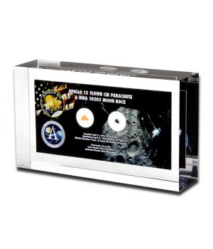 Apollo 13 Flown Parachute & Moon Rock Lucite