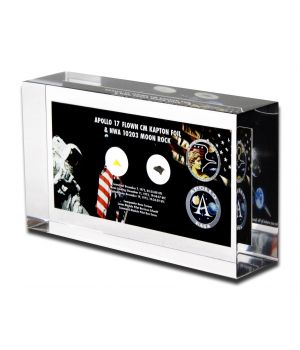 Apollo 17 Flown Kapton Foil & Moon Rock Lucite