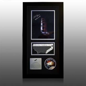 Apollo 13 LM Flown 7 inch Netting & Signed Photo