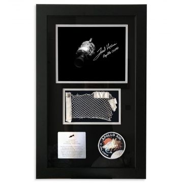 Apollo 13 LM Flown 7.5x4.5 Netting & Haise Signed Photo