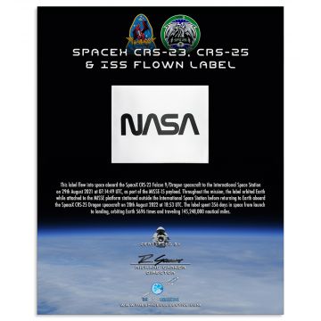SpaceX & ISS Flown Black NASA Worm Label / MISSE-15
