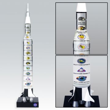 Saturn V Apollo 7 to 17 Flown Material & Moon Rock Lucite