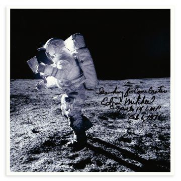 Ed Mitchell Signed Apollo 14 Cone Crater Photo