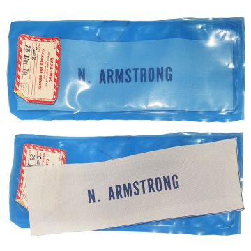Neil Armstrong Flight-Spare Name Tag & NASA Pouch