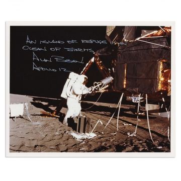 Alan Bean Signed Lunar Surface & LM Photo