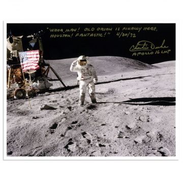 Charlie Duke Signed Lunar Surface Salute Photo