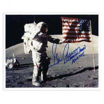 Gene Cernan Signed Apollo 17 Salute Photo