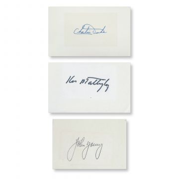 Apollo 16 Crew Signed Index Cards