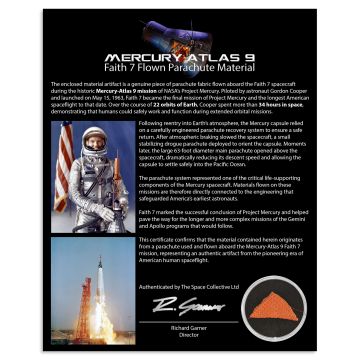 Mercury Faith 7 Flown Parachute - Orange
