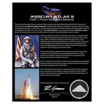 Mercury Faith 7 Flown Parachute - White