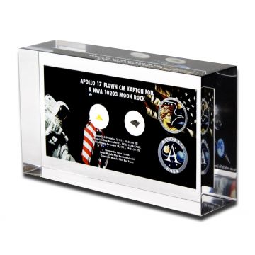 Apollo 17 Flown Kapton Foil & Moon Rock Lucite