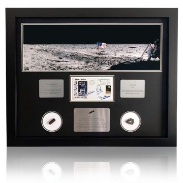 Apollo 11 Signed Cover / CM Flown Plug & Moon Rock Frame