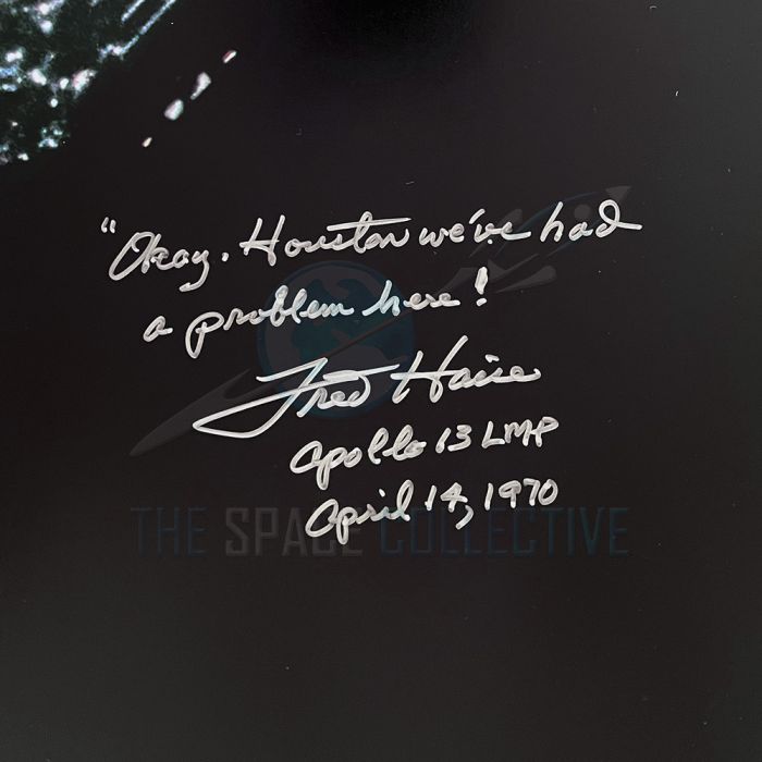 Fred Haise Signed & Inscribed 16x20 Apollo 13 Damaged CSM Photo