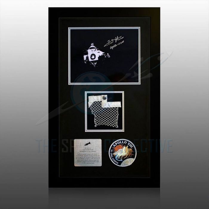 Apollo 13 LM Flown 5x4.8 Netting & Haise Signed Photo main product photo