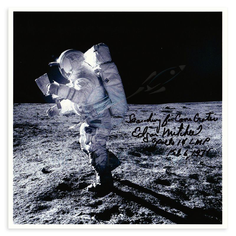 Ed Mitchell Signed Apollo 14 Cone Crater Photo