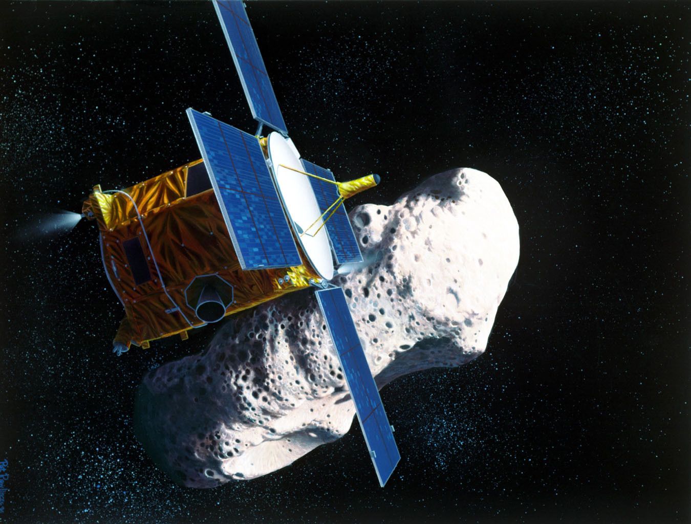 Artist concept of NEAR with Eros