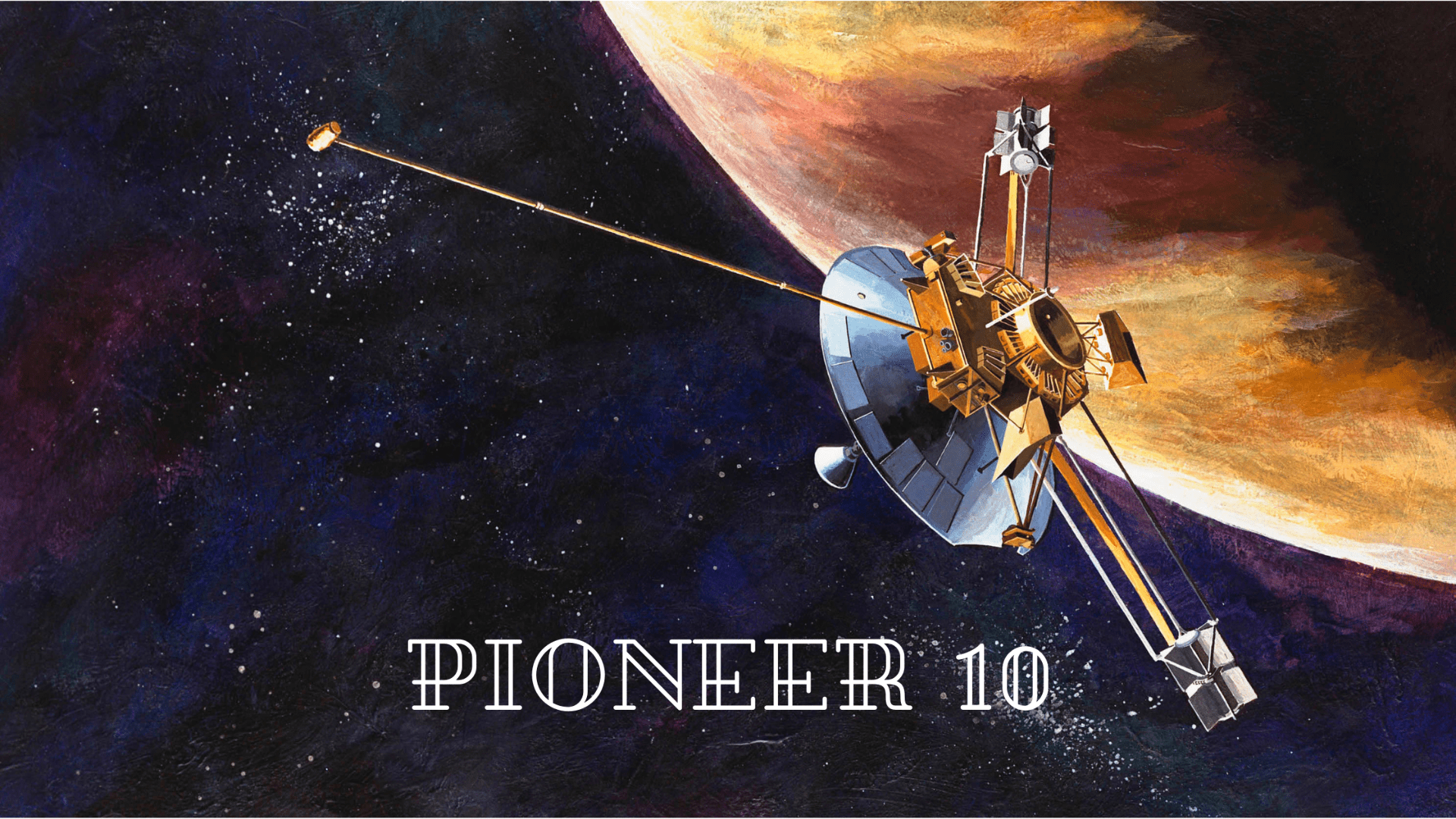 Artists concept of Pioneer with Jupiter