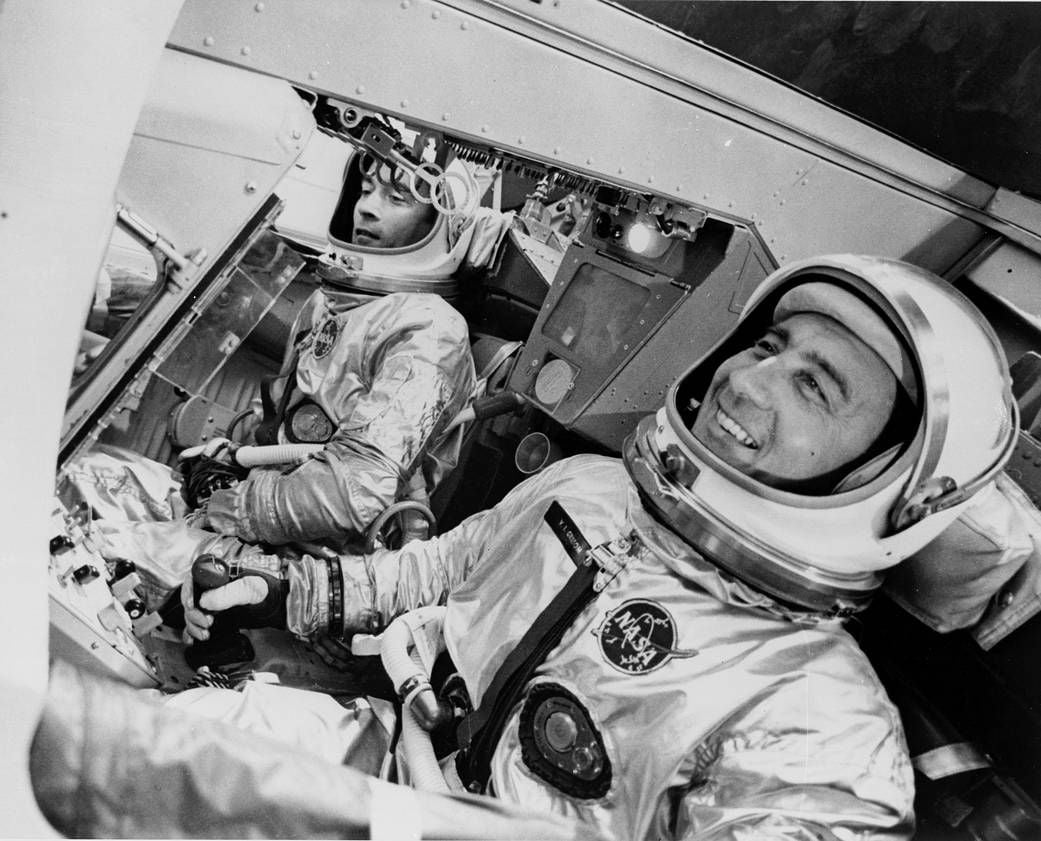 Young and Grissom in Gemini 3 before launch