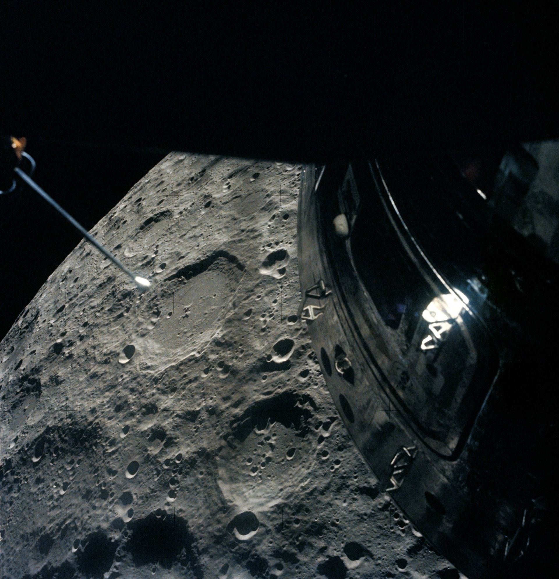 Moon from Apollo 13 LM as they looped around the Moon
