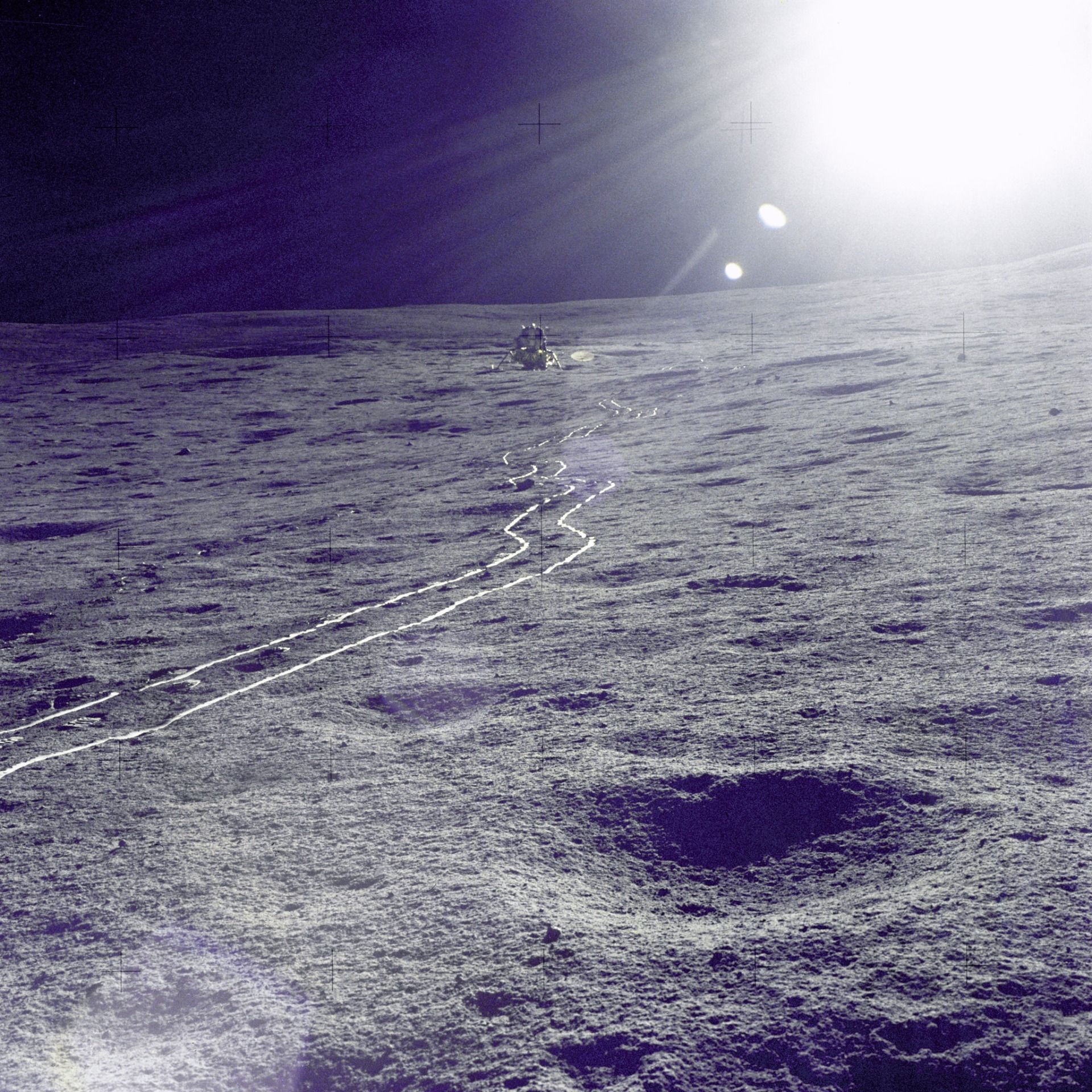 Tracks on the Moon from Apollo 14
