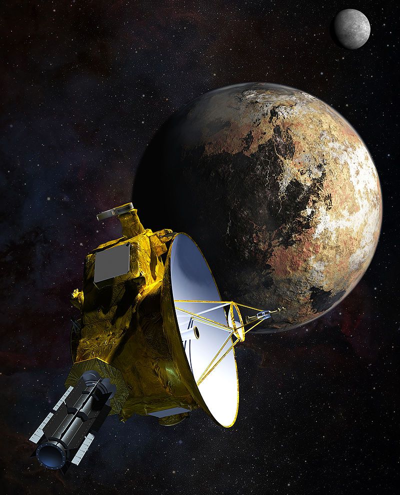 Artist rendering of New Horizons in Pluto system