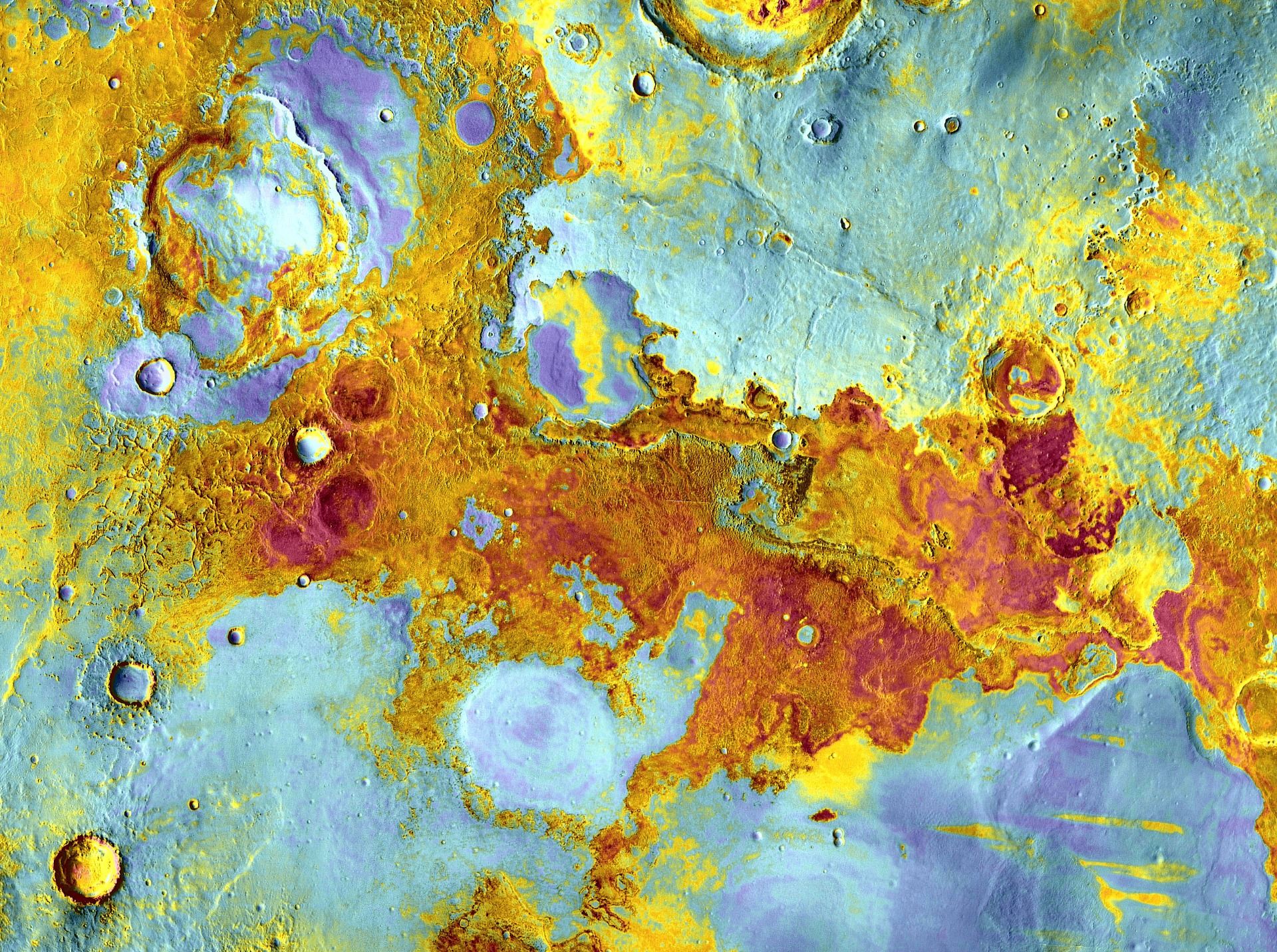 Infrared image of Meridiani Planum on Martian surface from Odyssey 