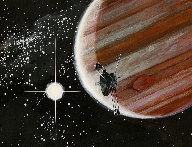 Artist rendering of Pioneer 10 at Jupiter