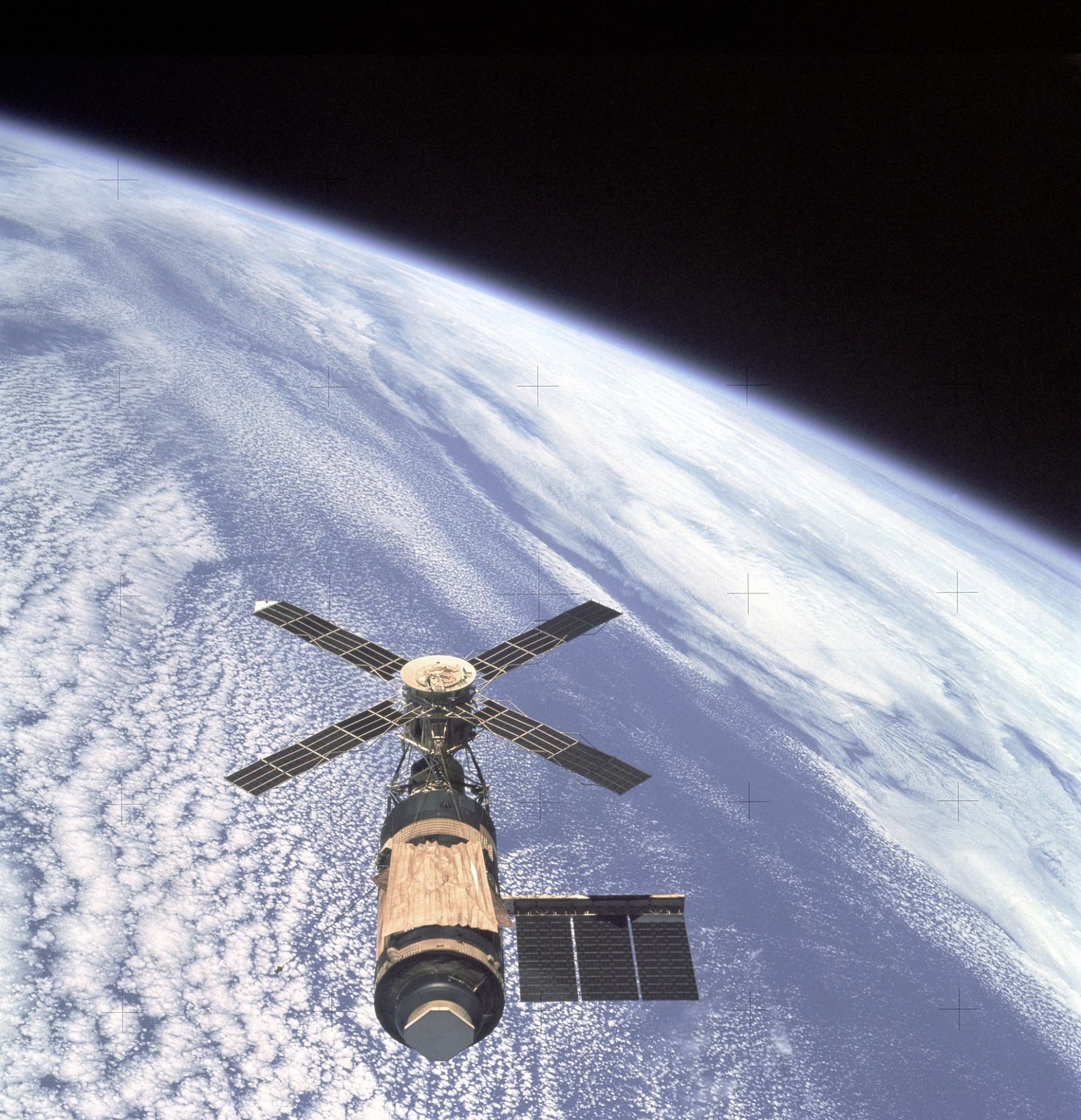 A view of Skylab over Earth
